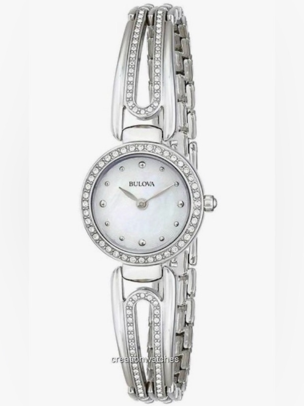 Ladies' Bulova Crystal Accent Bangle Watch Mother-of-Pearl Dial Model: 96L126